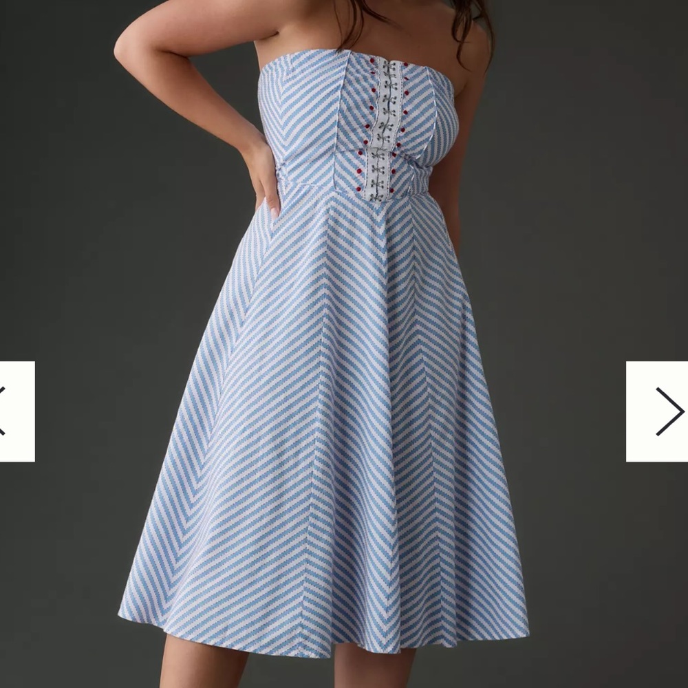 Anthropologie Maeve Strapless A-Line Dress